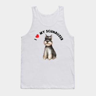 I Love My Schnauzer Cute Schnauzer Puppy Dog Art Tank Top